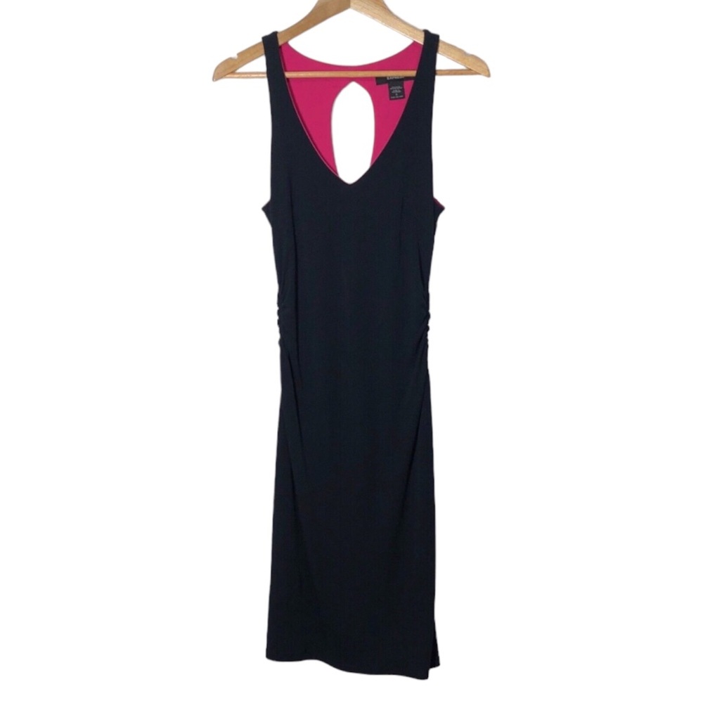 Express Womens Bodycon Dress with Ruched Waist and Keyhole Back
